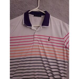G Fore Polo Shirt Mens Large Performance Stretch Colorful Purple White Golf L